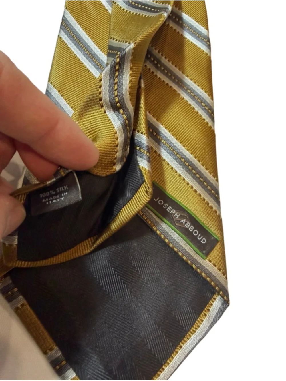 Joseph Abboud Silk Tie Gold Striped Diagonal Classic Italy Designer Luxury